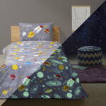 Beauty Home Σεντόνι μονό φωσφοριζέ με μαξιλαροθήκη Scope Art 6175 170x240 Γκρι