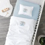 Σεντόνια Κούνιας Σετ Carousel Λευκό-Σιέλ Borea Home Textiles (2) 120 x 160 cm + 30 x 40 cm