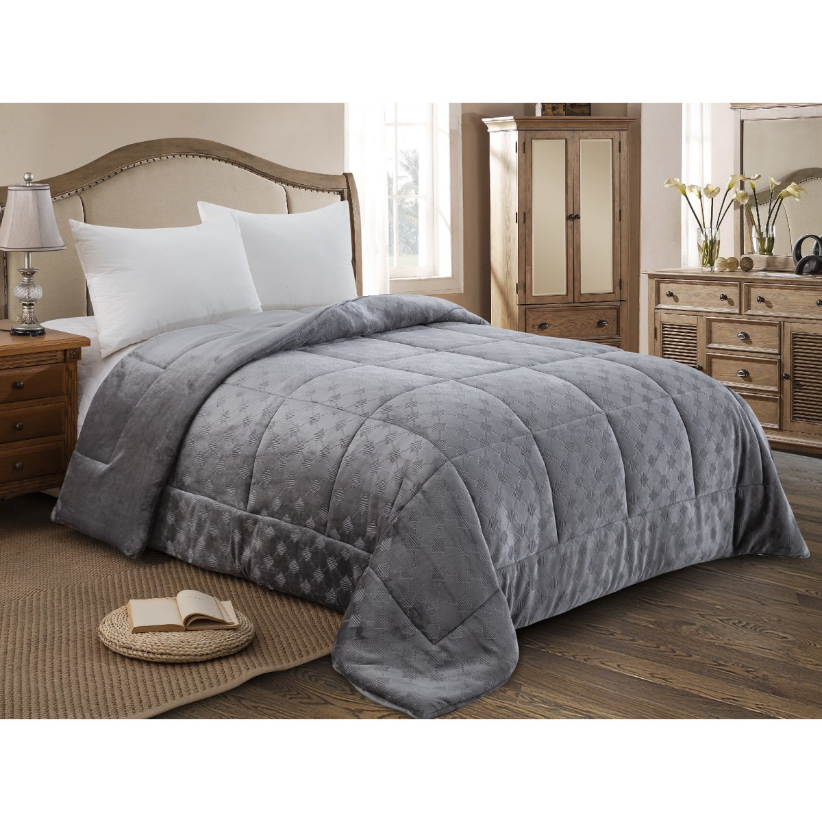 ΚΟΥΒΕΡΤΟΠΑΠΛΩΜΑ ΥΠΕΡΔΙΠΛΟ 220X240 ADAM HOME (822) GREY