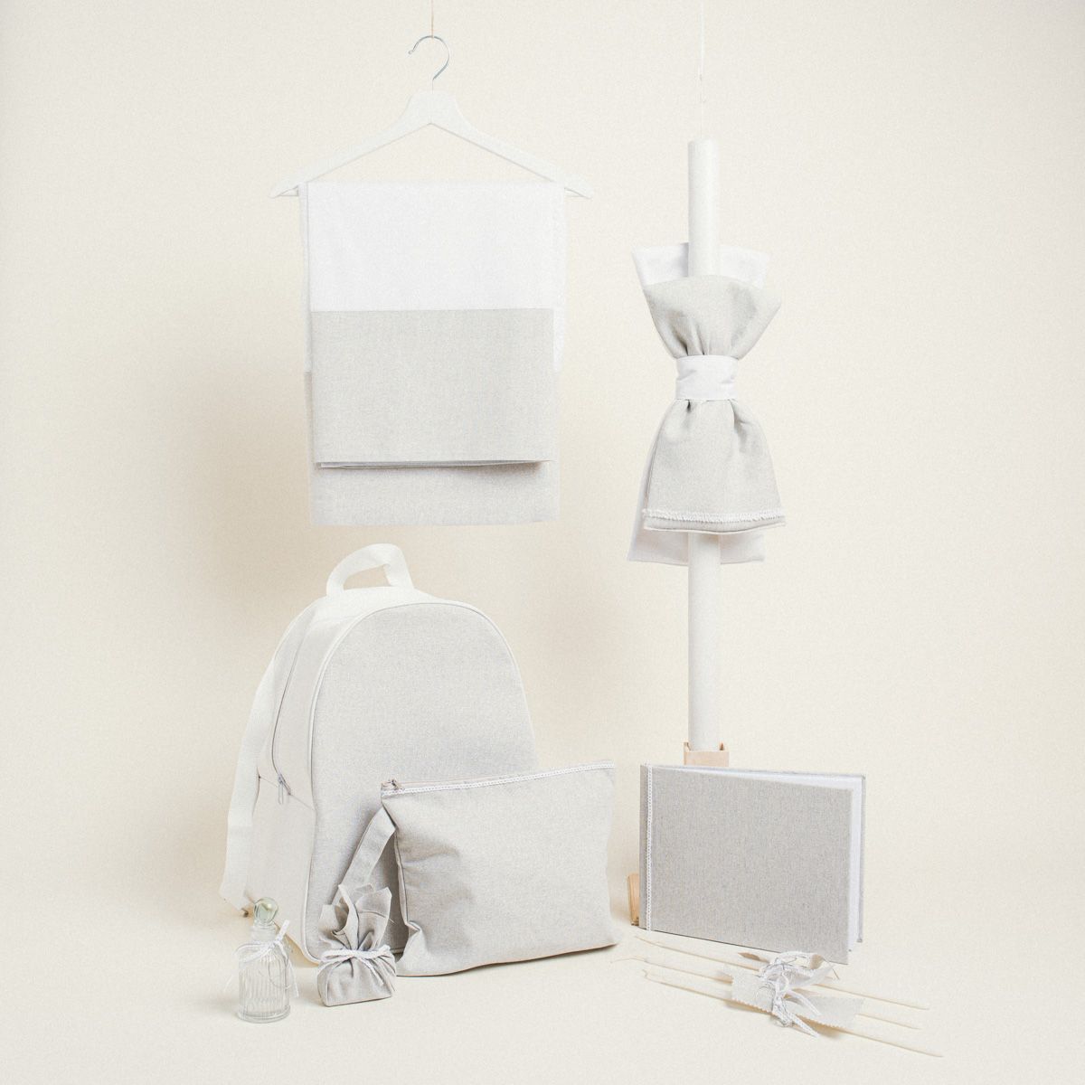 Beauty Home ΣΕΤ ΒΑΠΤΙΣΗΣ ΓΚΡΙ ΑΣΗΜΙ LUREX