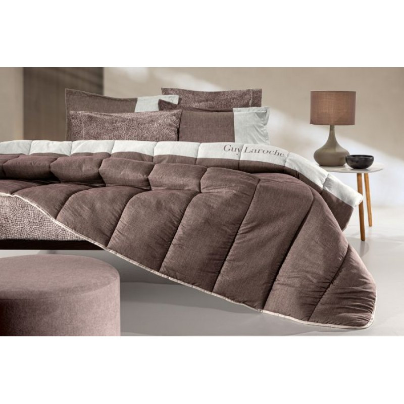 παπλωμ1 Παπλωματοθήκη Guy Laroche Safari Choco 225X245 Suede - Image 1
