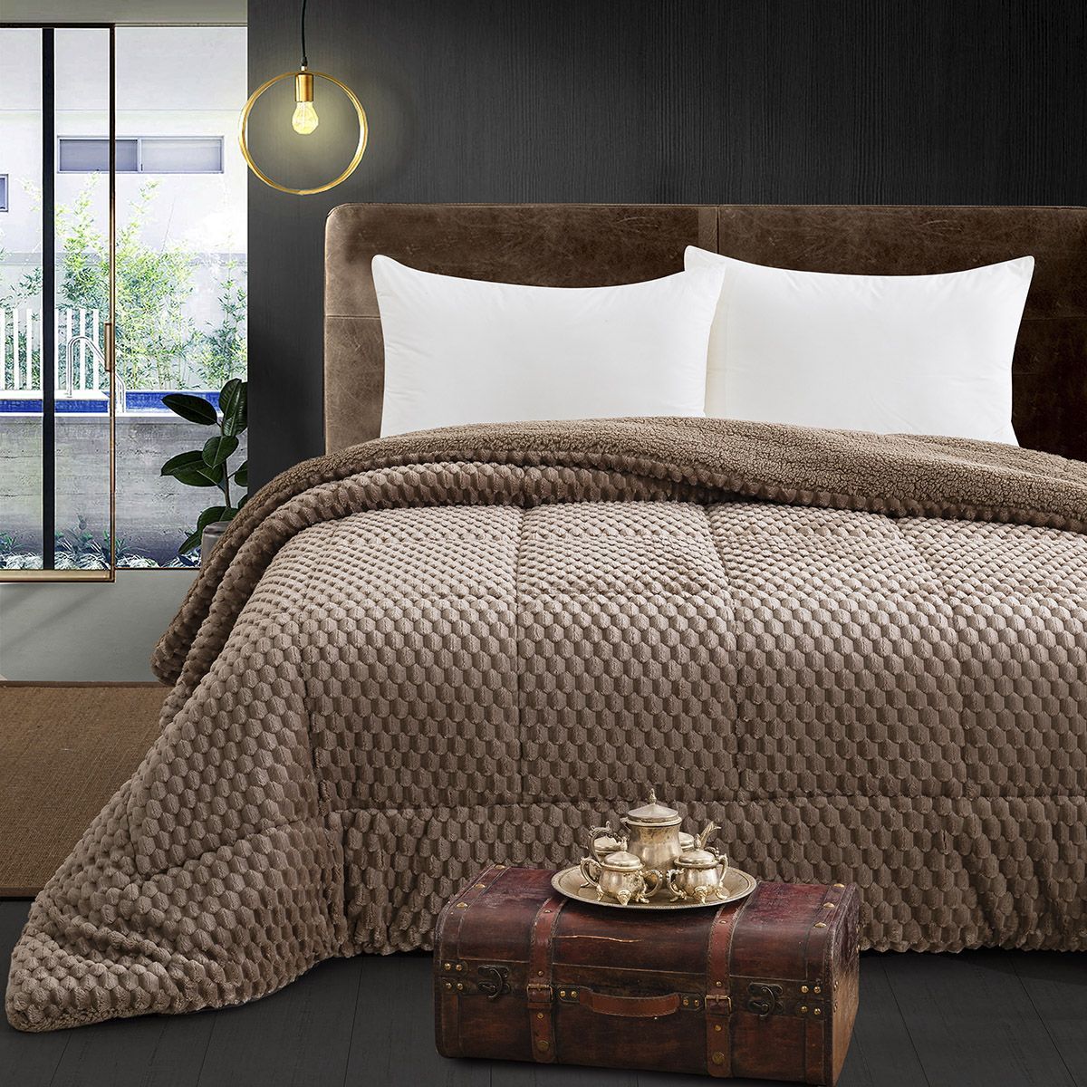 Beauty Home Κουβερτοπάπλωμα ημίδιπλο Art 12654 180x240 Μόκα