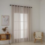 Beauty Home Κουρτίνα γάζα μονόχρωμη με 8 μεταλλικούς κρίκους Sharp Art 8448 140x270 Άμμου - Image 2