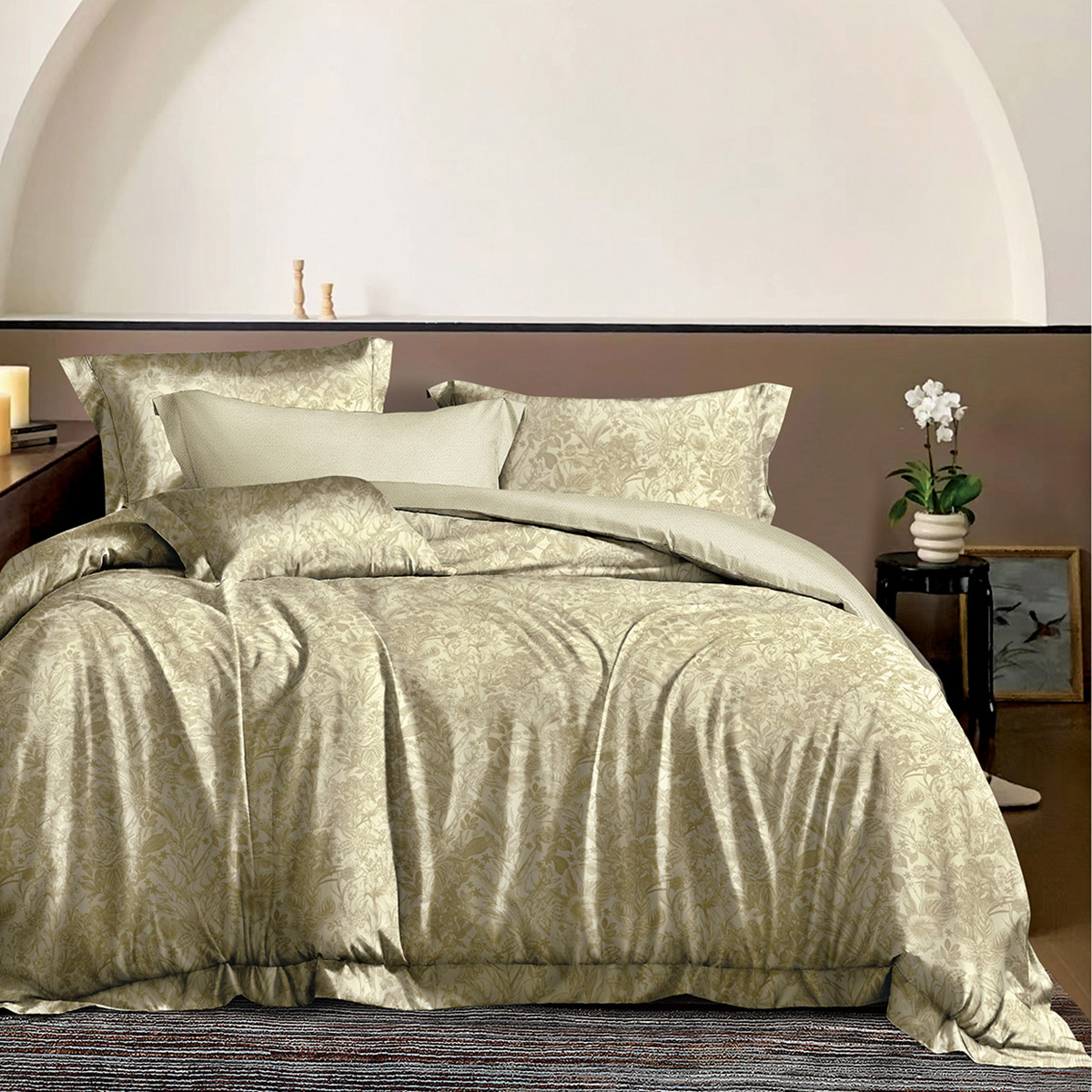 Beauty Home Σετ σεντόνια υπέρδιπλα με λάστιχο Memories Art 12689 165x200+30 Μπεζ