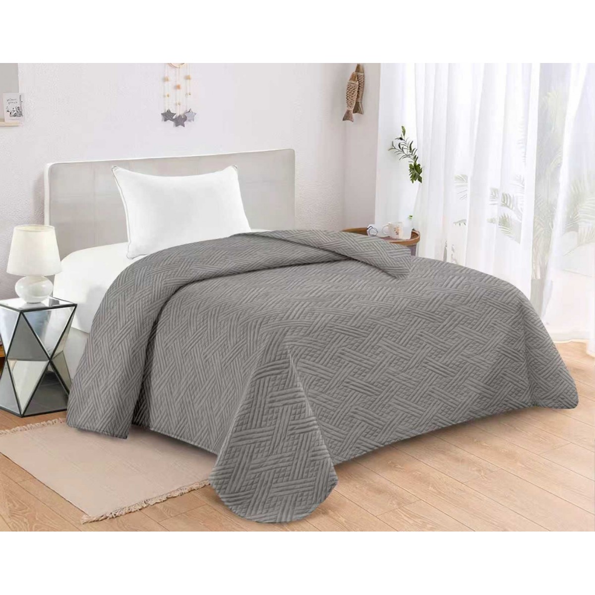 ΚΟΥΒΕΡΛΙ MICROFIBER ΥΠΕΡΔΙΠΛΟ 220X240 ADAM HOME GLORIΑ GREY