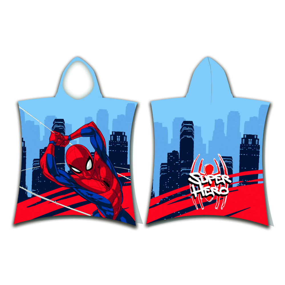 Παιδικό Πόντσο Βαμβακερό Βελούδινο Spiderman 320gsm Borea Home Textiles 50 x 115 cm
