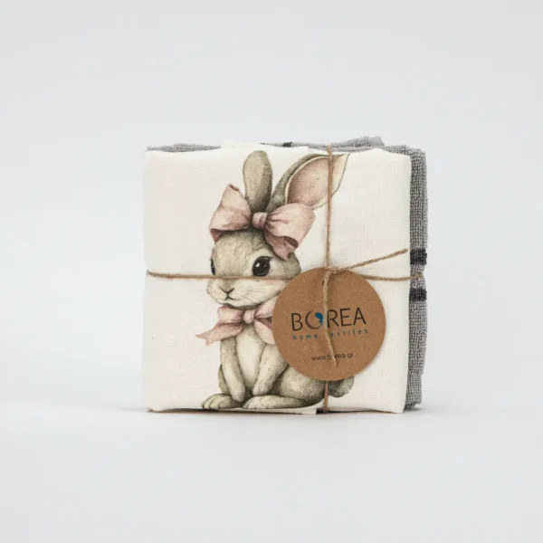 Ποτηρόπανα Κουζίνας Pink Rabbit Σετ 2ΤΜΧ Borea Home Textiles 40 x 65 cm + 65 x 65 cm