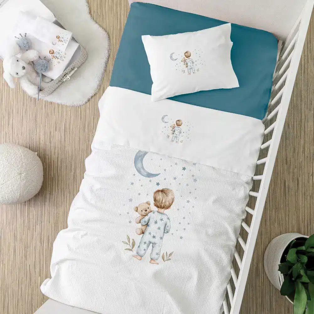 Κουβέρτα Πικέ Κούνιας Goodnight Πετρόλ Borea Home Textiles 110 x 140 cm