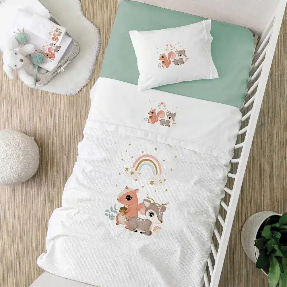 Κουβέρτα Πικέ Κούνιας Woodland Borea Home Textiles 110 x 140 cm