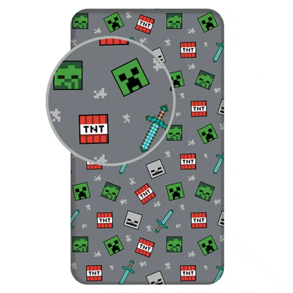 Σεντόνι Βαμβακερό Minecraft Μονό Με Λάστιχο Borea Home Textiles 90 x 200 cm + 25 cm