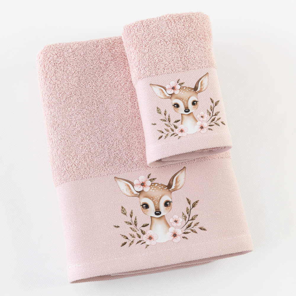 petsetes-set-2tmx-bambi-leptomereia Πετσέτες Σετ 2ΤΜΧ Bambi Borea Home Textiles 70 x 120 / 30 x 50 cm